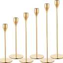 Set of 6 Gold Candle Holders for Taper Candles, Metal Gold Taper Candle Holder Decorative Candlestick Holders for Wedding, Dinning, Party, Home Decor, Fits 3/4 inch Thick Candle&Led Candles