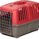 MidWest Homes for Pets Spree Travel Carrier - Hard-Sided Dog & Cat Carrier, Small Pet Travel Crate with Handle, Ventilated Design, Easy Assembly, 22-Inch, Red