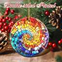 3 x Christmas Ornaments, 2.8 Inch Ceramic Hanging Ornament, Christmas Tree Decorations, Holiday Decorations, Holiday Ornaments, Holiday Party Gifts, and Xmas Gift Ideas - Rainbow Spiral