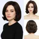 Short Brown Bob Wigs for Women Natural Wavy Mix Brown Color Layered Bob Wig Fashion Hairstyle for Daily Party Costume