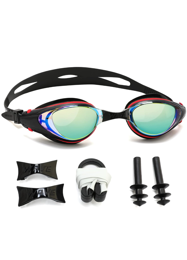 Nearsighted Swim Goggles, Shortsighted Optical Swimming Goggles No Leaking Anti Fog UV Protection for Adult Men Women -4