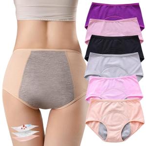 ZJHTK 6Pcs Cotton Incontinence Underwear for Women, Middle Waisted Panties for Women over 60, Reusable Protective Briefs (Large, Multicolor)