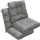 zanwu hwyd Outdoor Chair Cushions Set of 2, 42x21x4 Inch Patio Cushion for Dining/Rocking Chairs, High Back Soft Seat Pad with Ties, Indoor Outside Use, Fade-Resistant & Waterproof, Gray