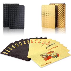 2 Pack Playing Cards - Black Gold Waterproof Plastic Playing Cards, Standard Index Poker Cards,Deck of Poker Cards for Party,Family
