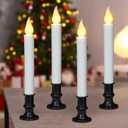 yunsheng 9.3Inches LED Window Candles Dusk to Dawn Light Sensor Timer, 4PCS Battery Operated Flameless Taper Candles Flickering with Black Candlestick for Home Decor