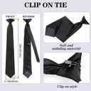 2 x 6 Pcs Clip on Ties for Men 20 Inch Mens Clip on Tie Plaid Striped Dots Pre Tied Necktie for Office School Party (Black)