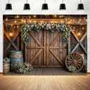 20x10ft Country Wedding Photography Backdrop Rustic Barn Door Photography Backdrop Farmhouse Pink Flower Cabin Wooden Birthday Baby Shower Wedding Bridal Party Banner Photo Booth Props Background