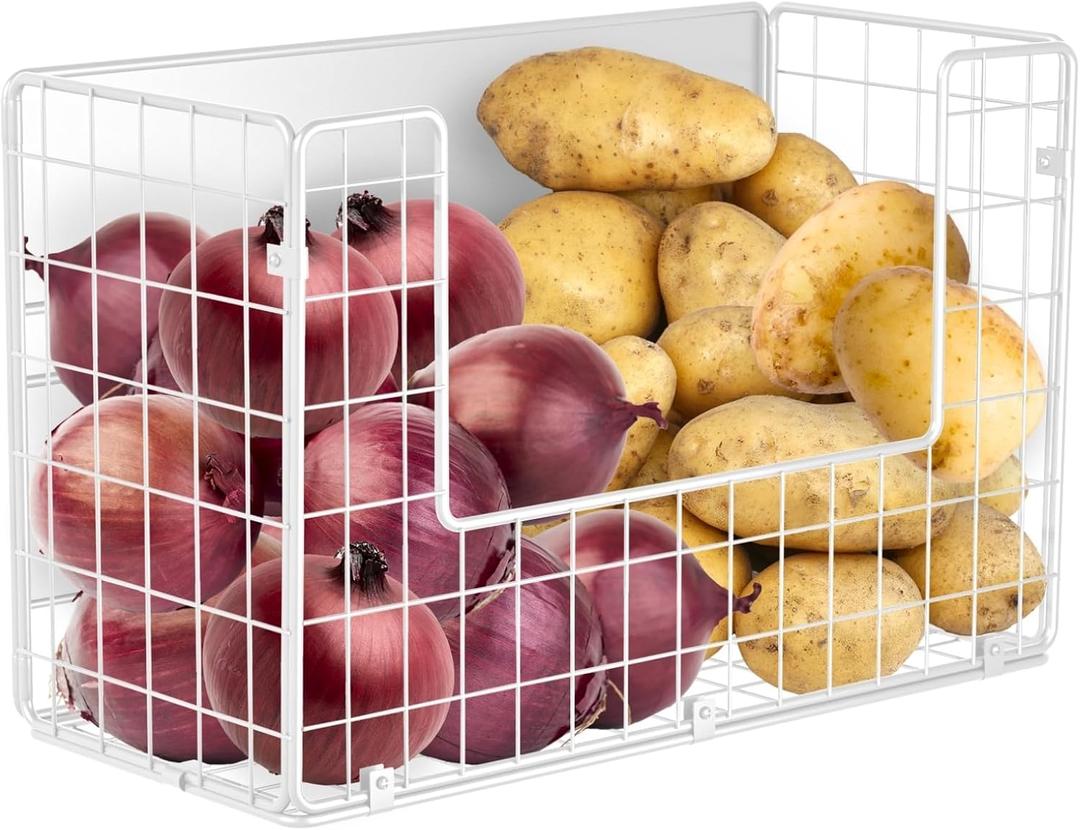 Ofiray-home Magnetic Fridge Shelf, Fruit Potato & Onion Storage Bins, Pantry Organizers, Large Container Basket for Refrigerator, Kitchen Counter, Cabinet (1, White)