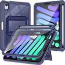 Soke for iPad Mini 6th Generation Case 2021 Released, with Built-in Screen Protector, Rugged Shockproof Full Protective Cover with Pencil Holder & Kickstand for Apple iPad Mini 6 8.3 Inch(Navy)
