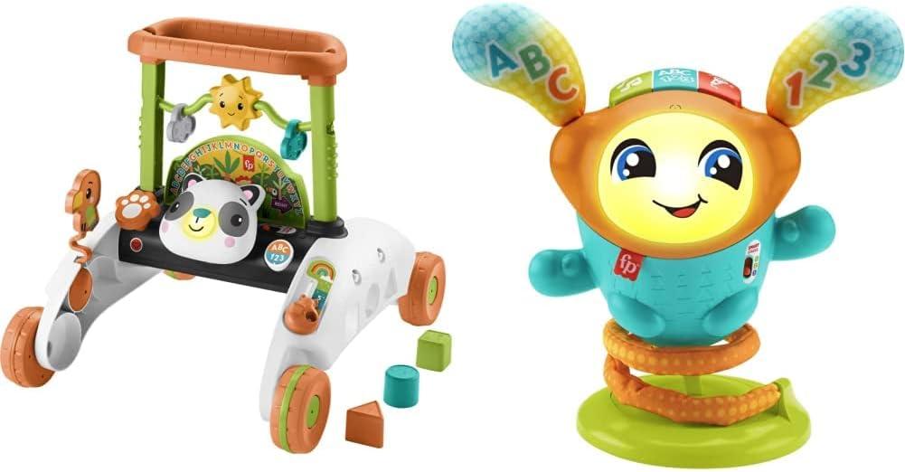 Fisher-Price 2-Sided Steady Speed Panda Walker and DJ Bouncin' Beats Interactive Baby and Toddler Learning Toy