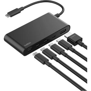 Belkin USB C Hub, 5Port Hub With 4K HDMI Display @ 60Hz, 100W Power Delivery, Fast Data Transfer 5Gbps, USB C Multiport Adapter for iPad Pro, Chromebook & More, MacBook Accessories with HDMI 2.0 port