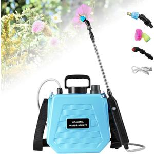 Battery Powered Sprayer 1.7 Gallon, Upgrade Powerful Electric Sprayer with 3 Mist Nozzles, Rechargeable Handle, Retractable Wand, Garden with Adjustable Shoulder Strap for Lawn,Garden,Cleaning