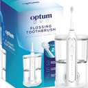 Optum duo Flossing Toothbrush 2-in-1 Electric Toothbrush Water Flosser Combo Sonic Toothbrush with 40k Vibrations & High Pressure Dental Flosser, 5 Brushing Modes, Ideal for Braces & Implants (White)