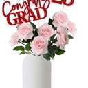 4 x Gexolenu 16 PCS Red and Black Double-Sided 2025 Graduation Centerpieces for Tables, 2025 Table Toppers Party Centerpiece Sticks Party Supplies, Graduation Party Decorations Class of 2025, Set of 4