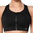 Yvette High Impact Zip Front Sports Bra Mesh Racerback Workout High Support Sports Bras for Women Large Breasts M