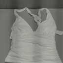 YFANG Women's Sexy Halter Top Deep V Neck Ruched Crop Tank Top Double-Layer Going Out Tops XS