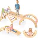aiwo 7-in-1 Pikler Triangle Set Toddler Climbing Toys Indoor, Montessori Baby Climbing Gym, Climbing Set for Toddlers 1-3 Jungle Gym-Extra Thick