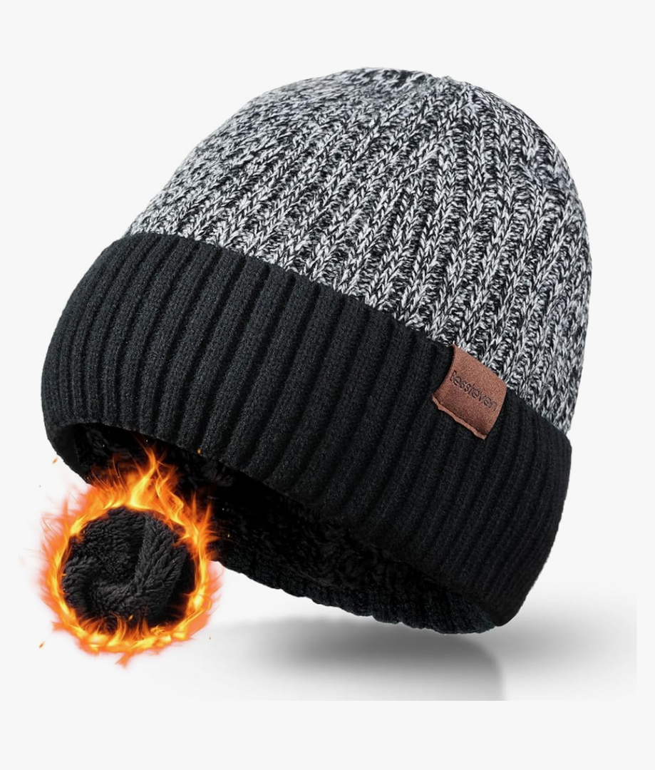 Winter Beanie Hat for Men Women: Warm Fleece Lined Beanie Knit Ski Stocking Cap Cuffed Cap for Cold Weather Running