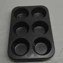 2 Packs Premium Steel Muffin Pan for Baking, Round Muffin Baking Pan, Baking Tray for Muffins, Cupcakes, Brownie(Black, 6 Cup)