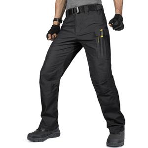 FREE SOLDIER Men's Tactical Pants Water Resistant Ripstop Cargo Work Lightweight EDC Hiking Pants with Multi Pockets (42W x 30L, Black)