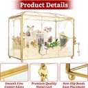 Gold Brass & Glass Wedding Card Box with Heart-Shaped Lock & Slot, Clear Envelope Holder for Reception, Secure Cash Gift Storage Box for Wedding Party, Geometric Handmade Lock Box with 2 Keys