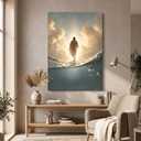 RDXLTOFO Jesus Walking on Water Canvas Wall Art Christian Faith Religious Picture Prints Inspirational Jesus Artwork for Home Church Prayer Room Home Decor Ready to Hang, 36"L x 24"W