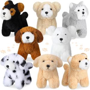 Sumind 8 Pcs Christmas Dog Stuffed Animals Bulk Assorted Cute Stuffed Puppy Dogs 5 Inch Small Animal for Xmas Holiday Birthday Party Supplies Favors(Standing Dog)