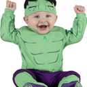 Marvel Hulk Official Infant Halloween Costume - Premium Quality Minky Fabric Jumpsuit and Non-Slip Booties, 6-12m