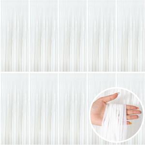 White Party Streamers Foil Fringe Backdrop Curtains Tinsel Streamers Birthday Party Decorations Fringe Backdrop for Birthday Party Graduation Bridal Shower