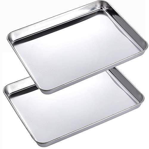 2 Pack Stainless Steel Tray Non Toxic Heavy Duty Thickening Pan for Kitchen Baking, Lab Instrument, Dental, Medical Surgical Instrument, Pet Treatment, Jewelry Tools