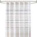 INK+IVY NEA 100% Cotton Shower Curtain Boho Tassels, Multi-Color Stripe Print Machine Washable, Modern Home Bathroom Dcor Bathtub Privacy Screen, 72" x 72", Off White/Gray