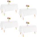 4 Pack Rectangle Tablecloth 60x102 Inch White Washable Polyester Table Cover for Wedding Dining Table Buffet Parties Banquet DecorationWhite