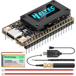 ESP32 LoRa V4 Development Board + 3000mAh Battery, Upgraded ESP32-S3 SX1262 LoRa WiFi Bluetooth 2MB PSRAM 16MB Flash 915MHz Antenna OLED Support GPS Solar for Arduino Meshtastic LoRaWAN