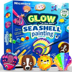 Nicmore Kids Sea Shell Art & Crafts: Glow in The Darkness Painting Kits Crafts for Age 4-6 4-8 8-12 Gift for Boys Girls Art Supplies Activities Toy Gifts for 3 4 5 6 7 8 9 10 11 12 Year Old
