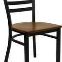 Flash Furniture HERCULES Series Black Ladder Back Metal Restaurant Chair - Cherry Wood Seat