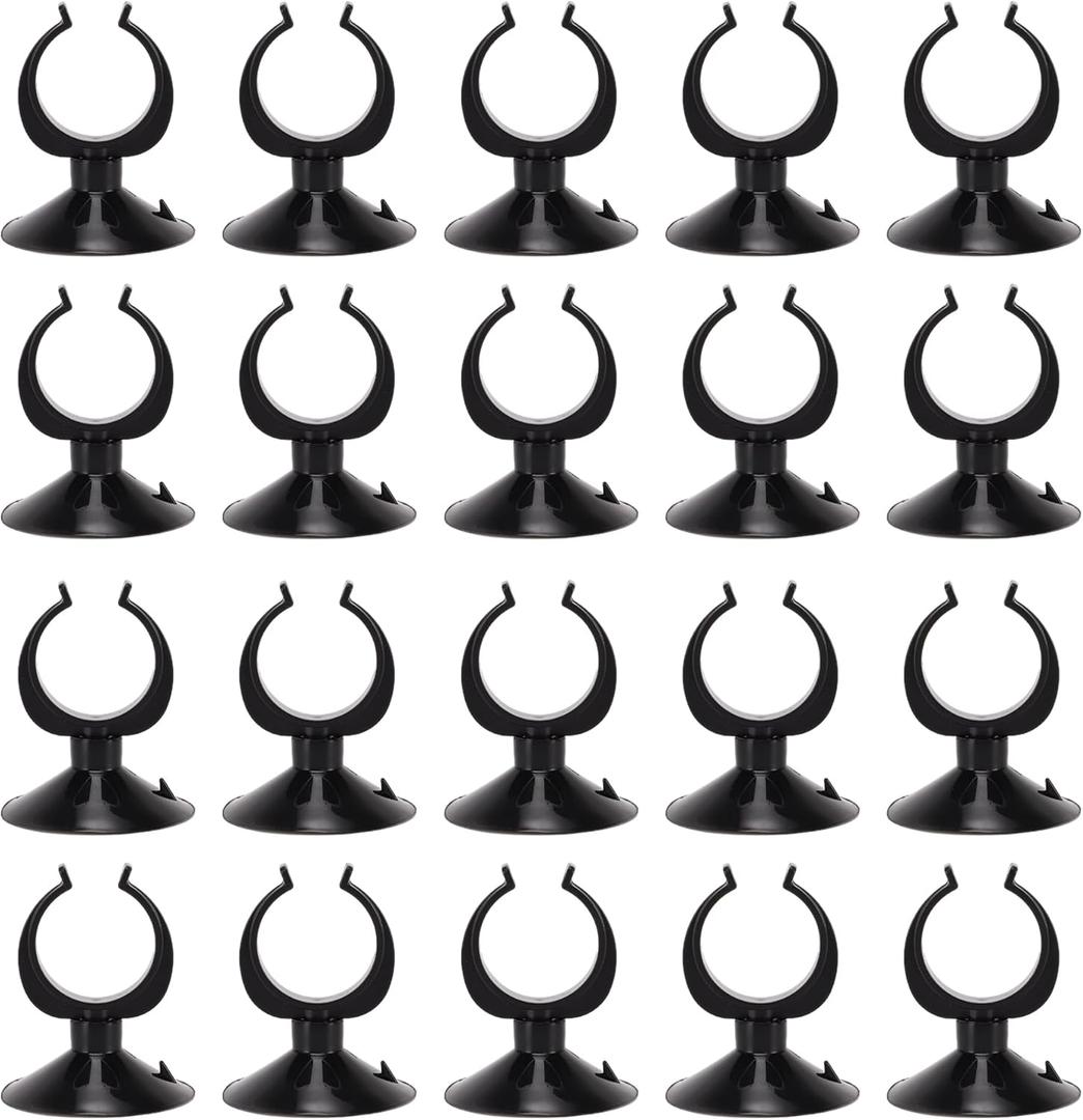 Aquarium Suction Cup, Aquarium Sucker Clip, Suction Cups Airline Tubing Holder, Fish Tank Accessories for Aquarium Fish Tank, Black, 1.1" 20 Pcs 20 Pcs
