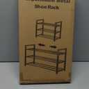 3-Tier Expandable Shoe Rack, Adjustable Shoe Shelf Storage Organizer Heavy Duty Metal Free Standing Shoe Rack for Entryway Closet Doorway (Black)