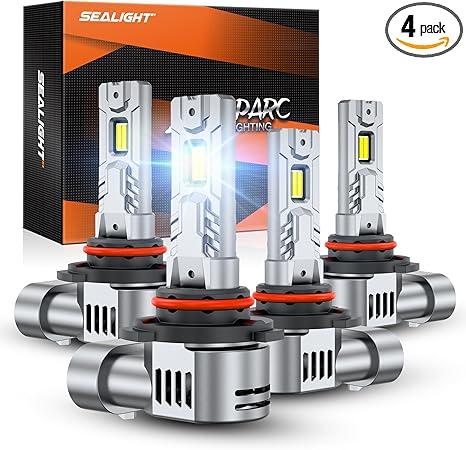 SEALIGHT S2S 9005/HB3 9006/HB4 Light Bulbs Combo, 140,000LM Super Brighter, 6500K Pure White 9005 9006 Fog Bulbs, with Cooling Fan 70K+ Hours Lifespan, 4-Pack