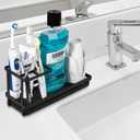 Matani Black Toothbrush Holder for Bathroom Sink, Countertop Organizer with High Toothpaste Holder, Rustproof 304 Stainless Steel, Bathroom Countertop Storage & Essentials (Black Model 2)