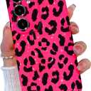 for Samsung A36 5G Case Glitter, for Galaxy A37 5G Phone Case Pink for Women Girls Girly Cute Cheetah Printed Soft Phone Case for Samsung Galaxy A36 & A37, Black Leopard