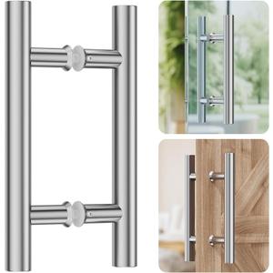 Ranbo Brushed 6" (CTC) Back to Back Shower Door Handle, 10" Length, Heavy Duty 1mm 304 Stainless Steel Pull, Fits 1/4"-1/2" Glass Doors & 1-3/8"-2-3/16" Barn Doors