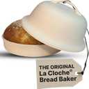 Sassafras Superstone Stoneware La Cloche Bread Baker, Unglazed, Baking Stone for Bread, Capacity 5QT 12D x7H with handle, Withstands Temperature 500-2100 Fahrenheit (Bisque)