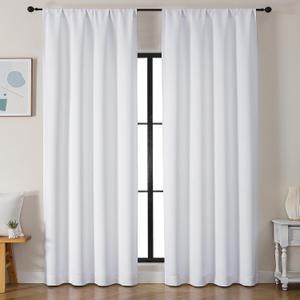 Simplebrand Ava Pure White Curtains for Bedroom 90 Inches Long 2 Panels Set, Room Darkening Window Treatment, Light Filtering Curtain Drapes, Soft Casual Rod Pocket Privacy Curtains, W52 x L90 Inch (52"W x 90"L (Pack of 2))