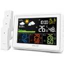 BALDR Wireless Weather Station with 3 Sensors, Color Display Digital Atomic Clocks with Indoor Outdoor Temperature (White)