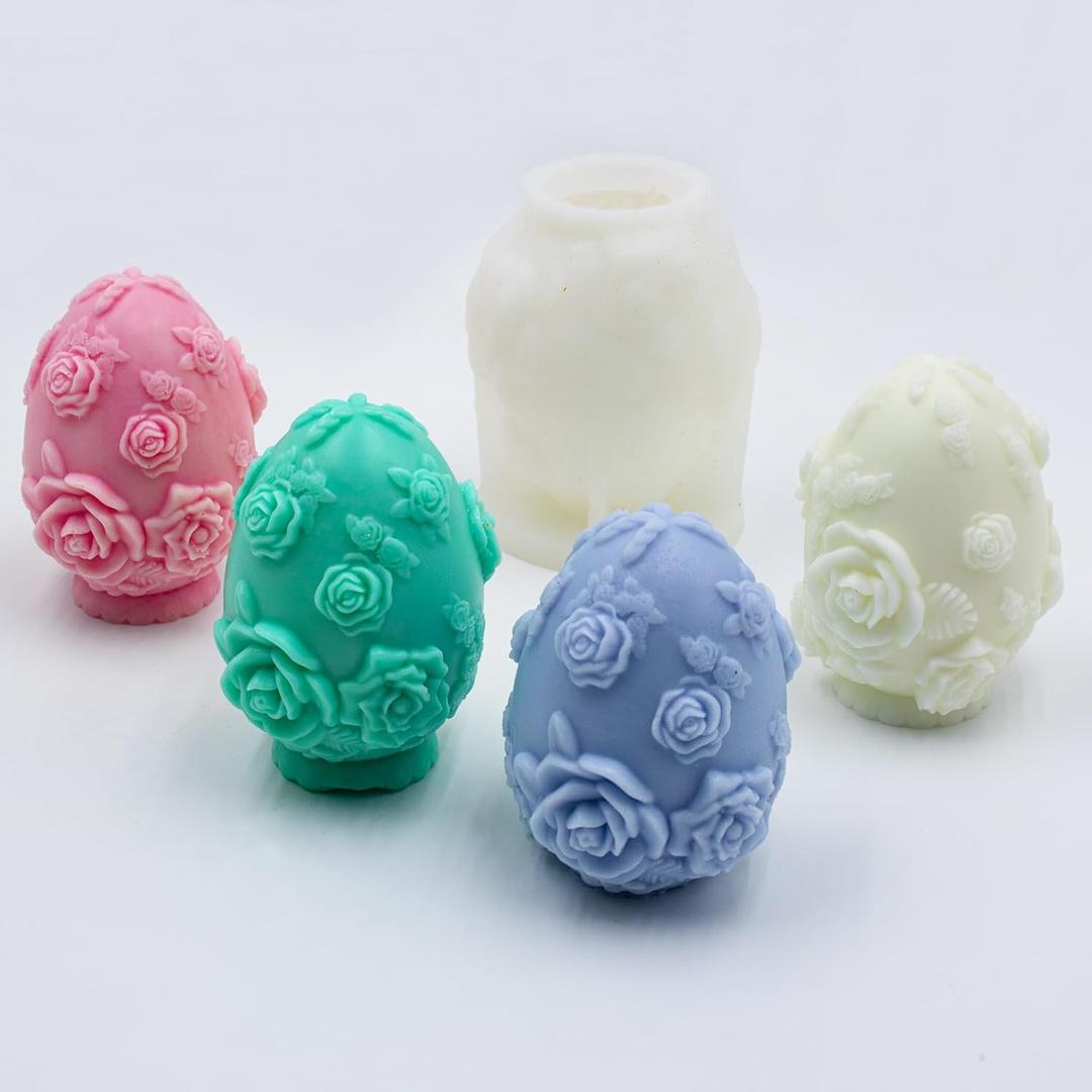 3 x NUXIUNT Easter Egg Silicone Resin Candle Soap Molds for Candle Silicone Holder Mould Wax Scents for Candles Soap Epoxy Resin Making Kit Craft,Soy Paraffin Wax,Beeswax,Easter Home Party Decoration