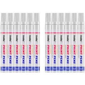 White Paint Markers, 8 Pack Oil-Based Waterproof Quick Dry Permanent Paint Pen Set for Rocks Painting, Wood, Plastic, Canvas, Glass, Mugs, Metal, Tire, Stone, DIY Craft