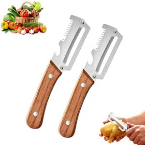 Multi-Functional Vegetable Peeler, 3 in 1 Multi Functional Wooden Handle Peeler and Bottle Opener,Kitchen Gadgets Tool，Grater & Bottle Opener for Potato, Carrot, Apple, Fruit & Vegetable (2pcs)