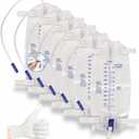 Leg Bag 1000mL/33.8oz Urinary Catheter for Men, WomenFoley Catheter Leg Bag Anti-Reflux Valve, Easy Flip Drain, 18" Tubing, Adjustable Leg Cloth Straps6-Pack with 6 Pairs Gloves (1/Bag)
