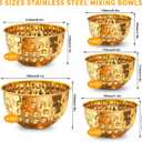 5-Piece Gold Mixing Bowls Set(4.9/4.2/3.2/2.1/1.6QT), Nesting Hammered Stainless Steel Mixing Bowls for Kitchen, Cooking, Baking, Salad and Home Decor, Dishwasher Safe