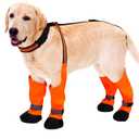 Dog Suspender Boots, Anti-Slip & Fall Waterproof Dog Shoes Leggings, Dog Paw Protector for Small Medium Dogs, Adjustable Dog Boots Pet Shoes for Outdoor Walking Orange,L